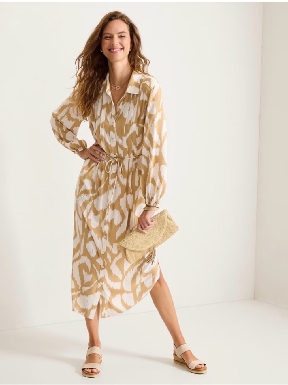 Tommy Bahama Inlet Ikat Midi Shirt Dress Size M LikeNew